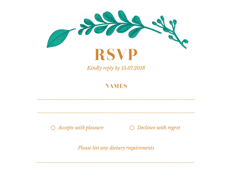 Teal romance - RSVP Cards