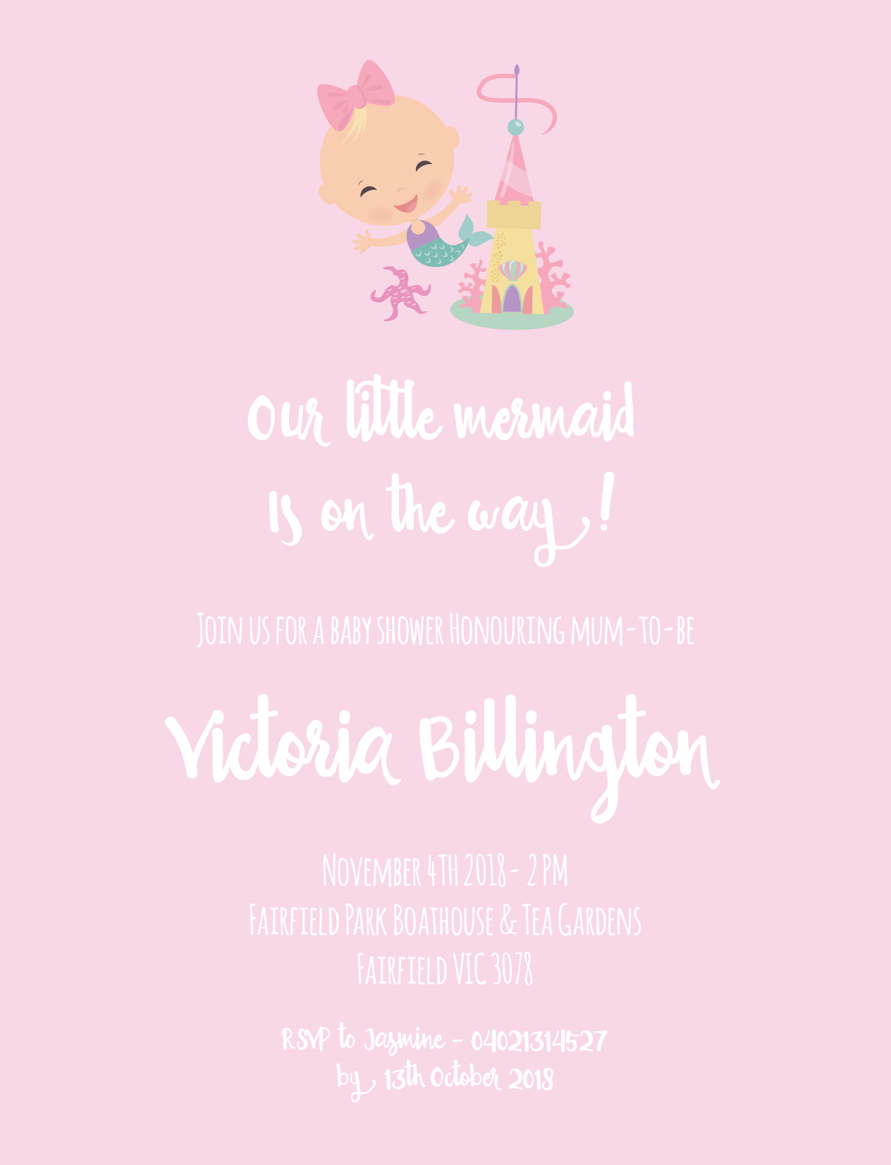 Pastel Mermaid Baby Shower Invitations - Digital Printing design preview