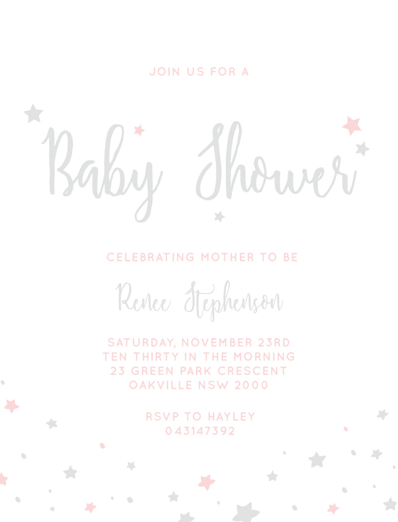 Silver Star - Baby Shower Invitations