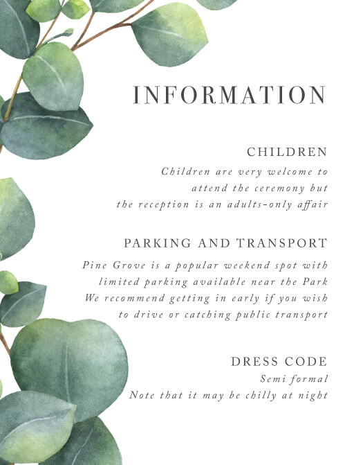 Eucalyptus information card design from Paperlust.