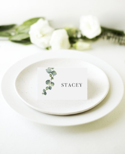 Eucalyptus wedding place card design from Paperlust.