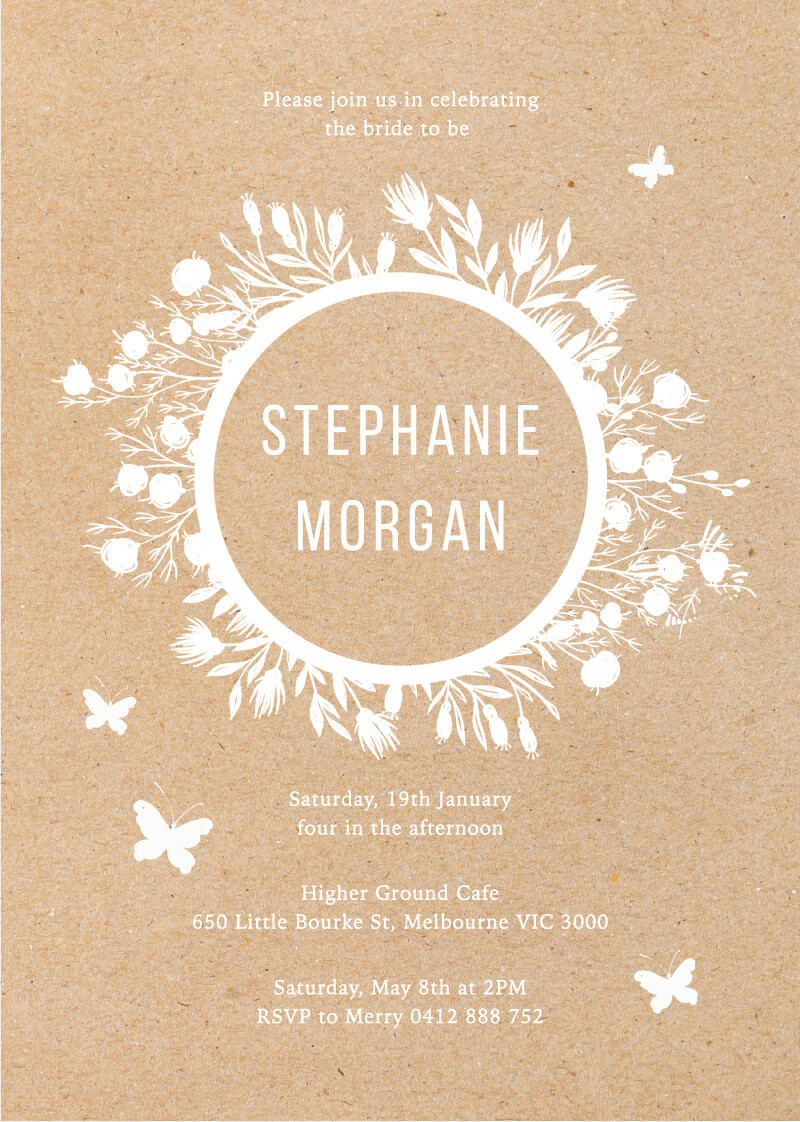 In The Garden Bridal Shower Invitations - White Ink design preview
