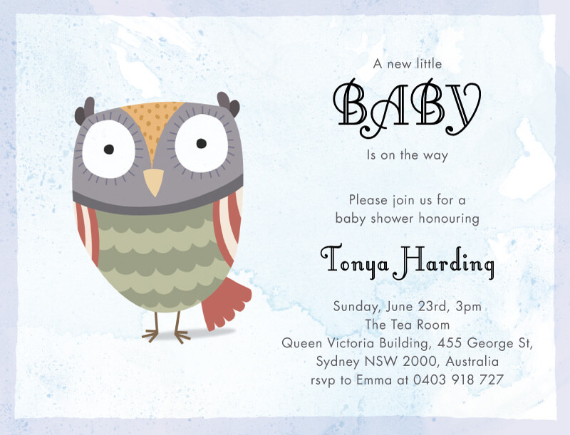 Owl Baby Cry Baby Shower Invitations - Digital Printing design preview