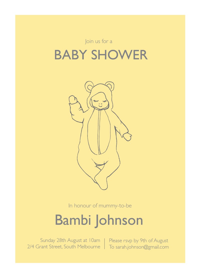 Little Bear Onesie - Baby Shower Invitations