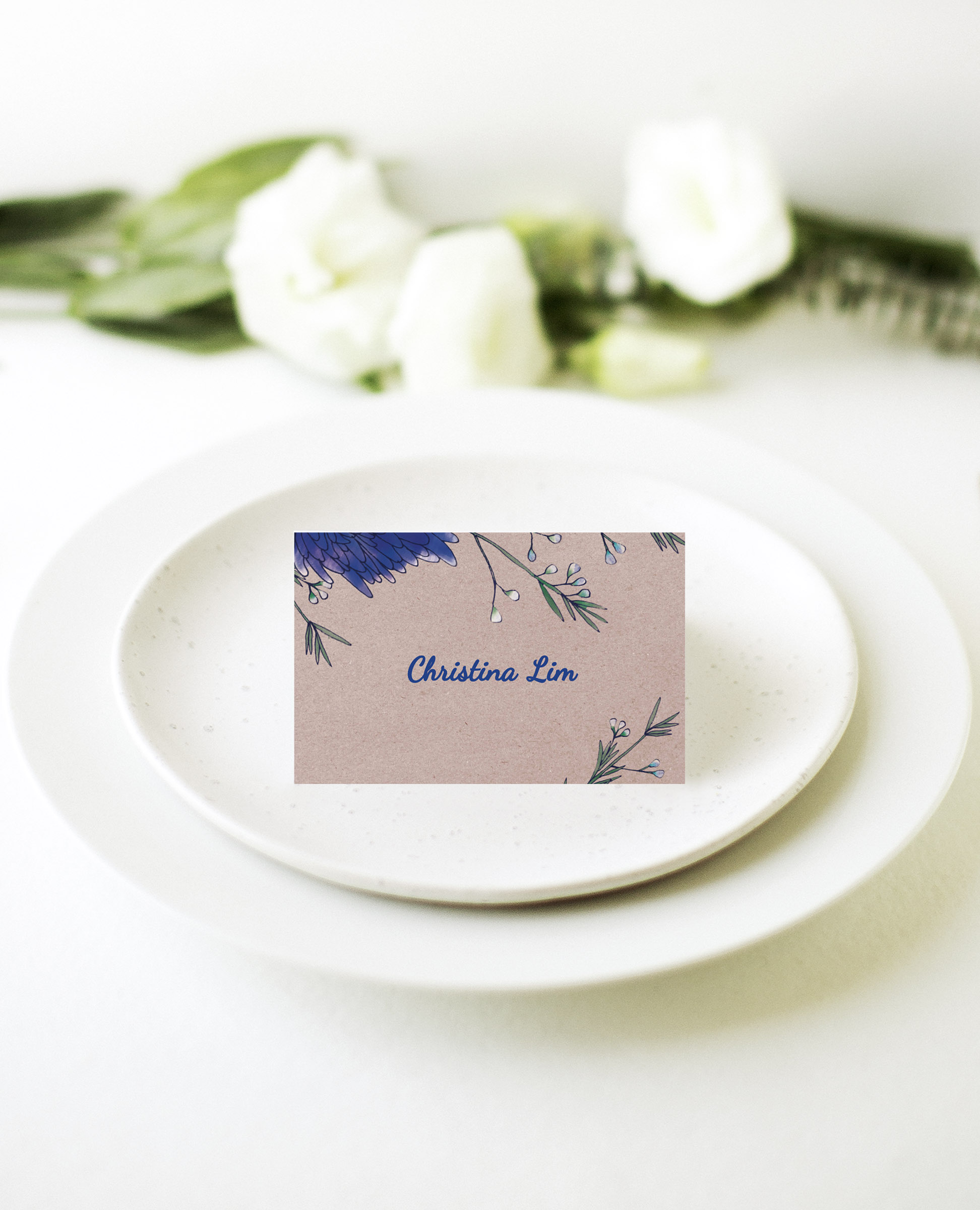 Rustic Mason Jar Flowers Wedding Place Cards - Digital Printing design preview