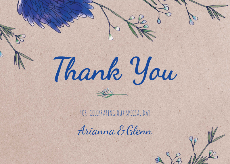 Rustic Mason Jar Flowers Wedding Thank You Cards - Digital Printing design preview