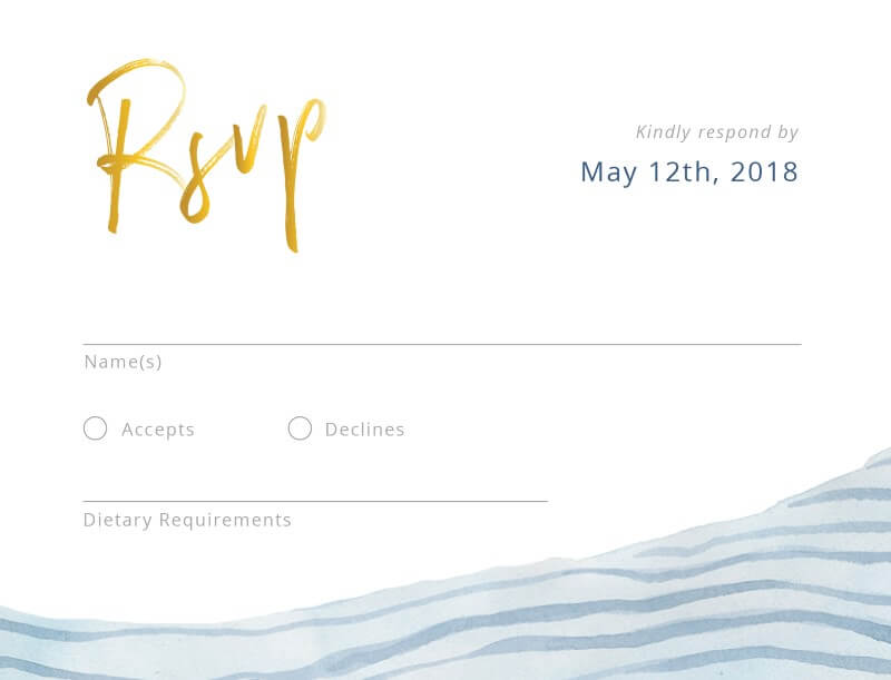 Soft Waves RSVP Cards - Foil Stamp design preview