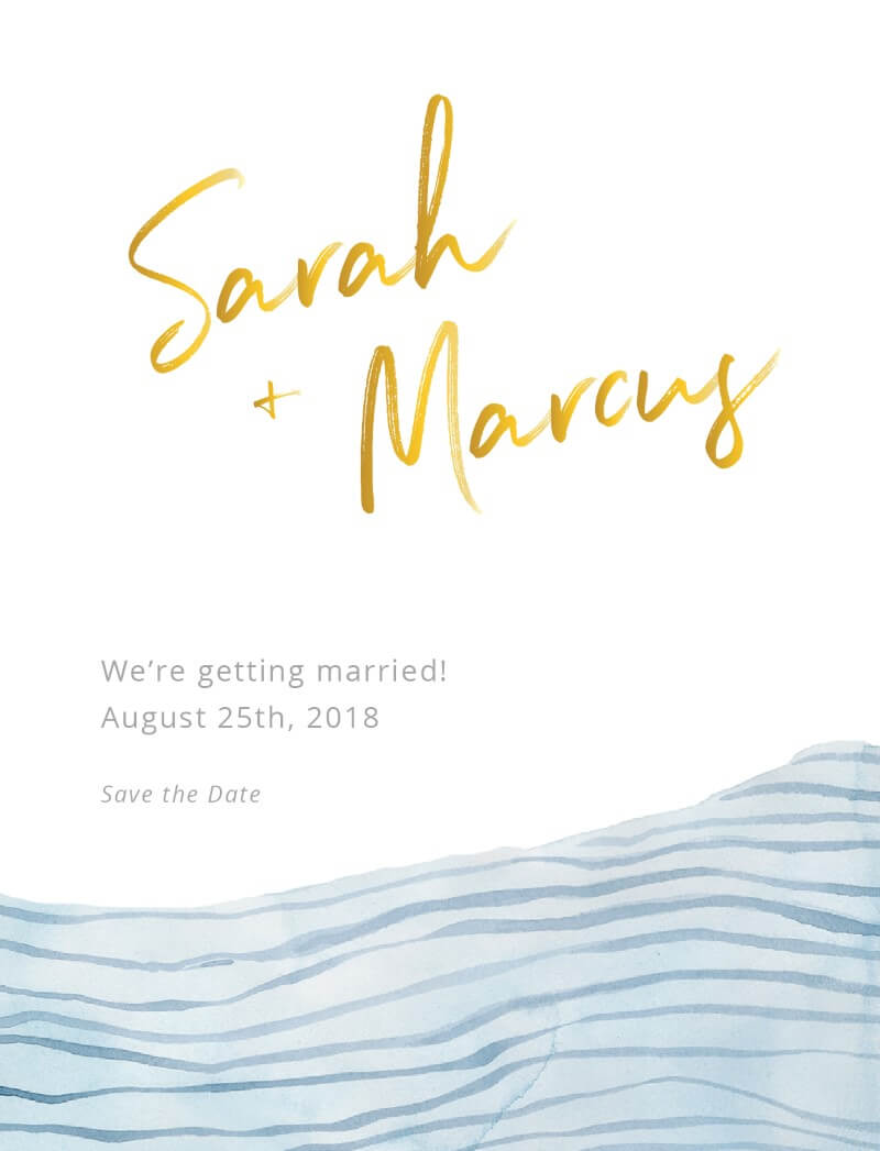 Soft Waves Save The Date - Foil Stamp design preview