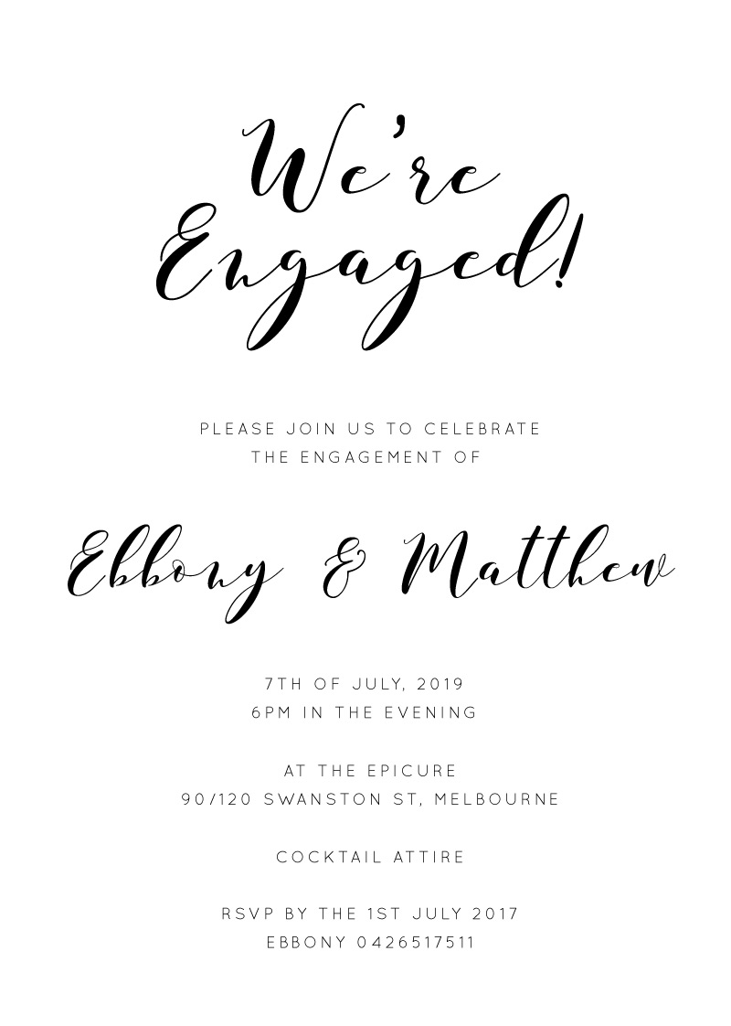 Calligraphy - Engagement Invitations