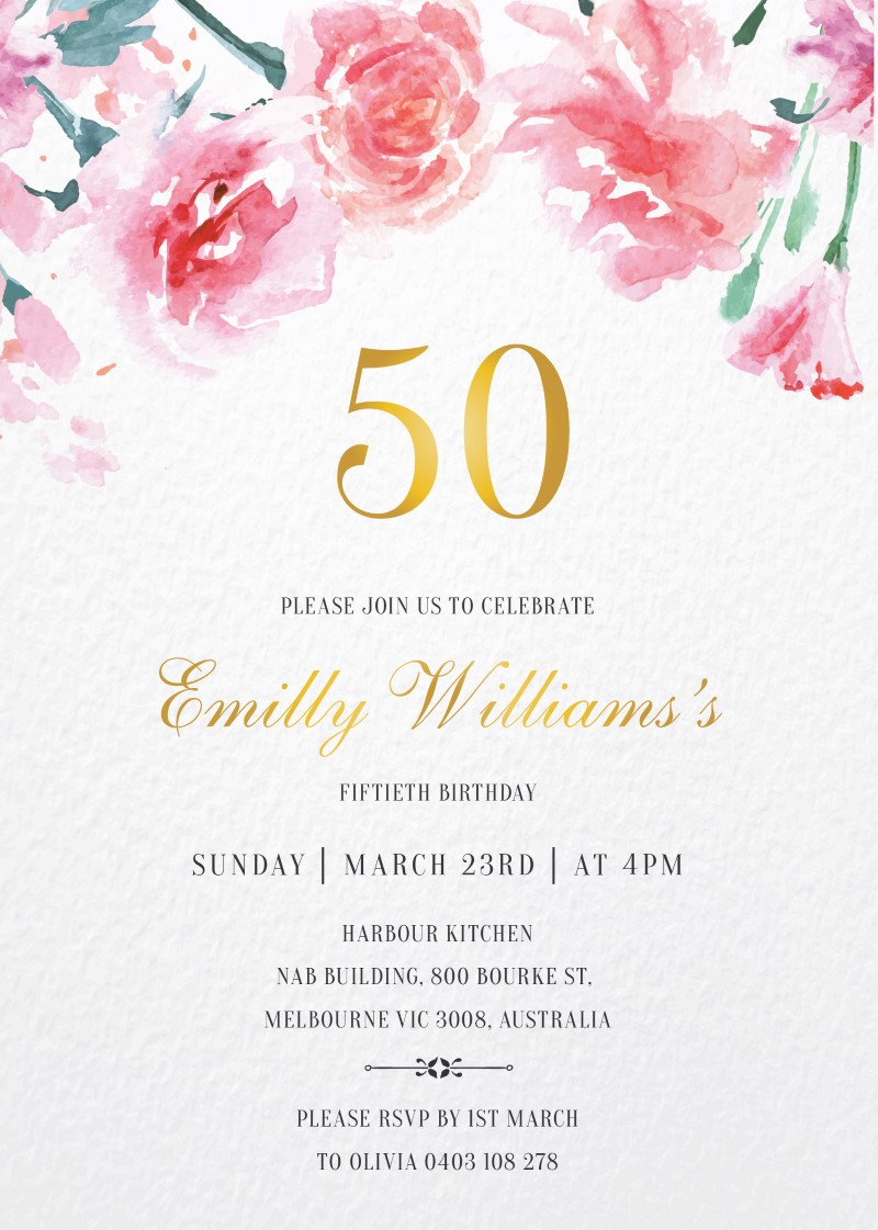 Floraison Birthday Invitations - Foil Stamp design preview