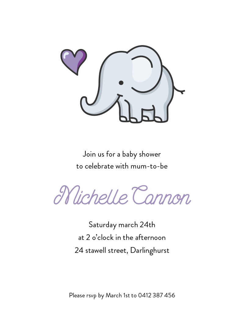 Baby Elephant Walk Baby Shower Invitations - Digital Printing design preview