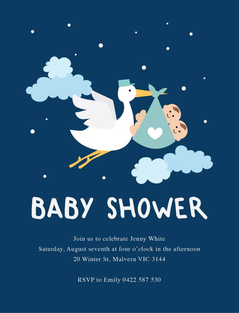 Stork and babies - Baby Shower Invitations