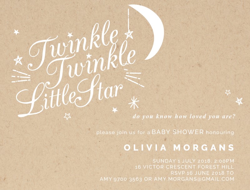 Twinkle Twinkle Baby Shower Invitations - White Ink design preview