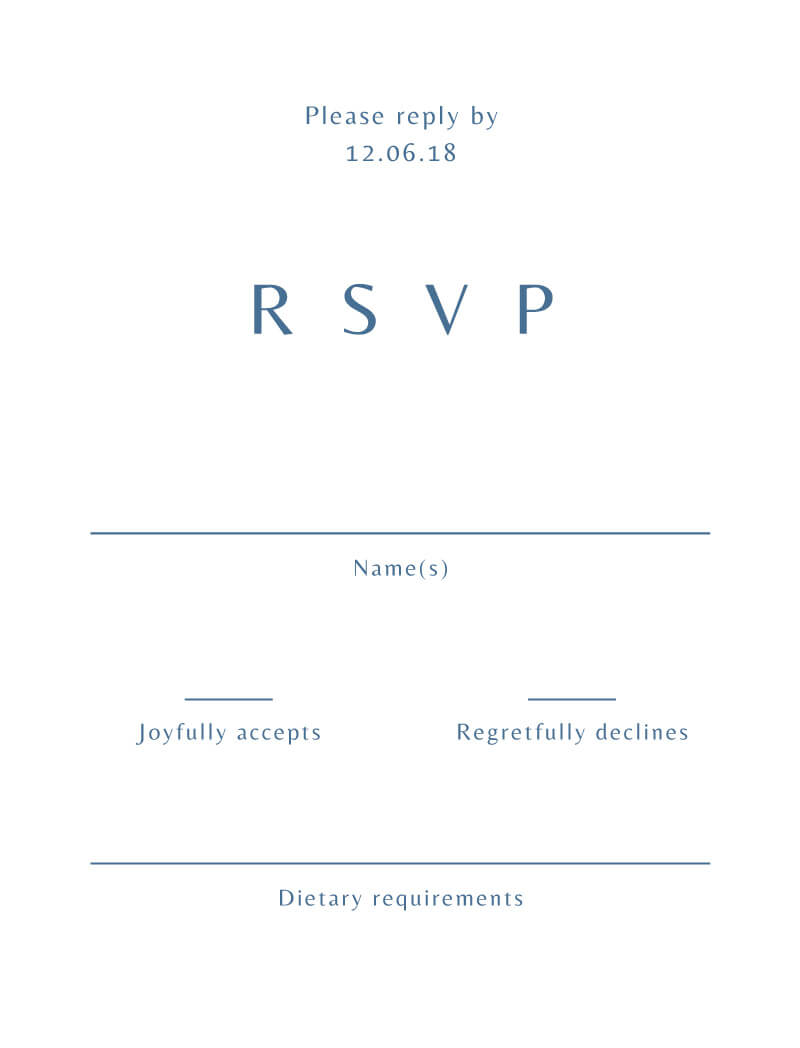 Customise Page Of Deep Blue Digital Printing RSVP Cards