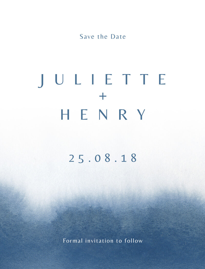 Deep Blue Save The Date - Letterpress design preview