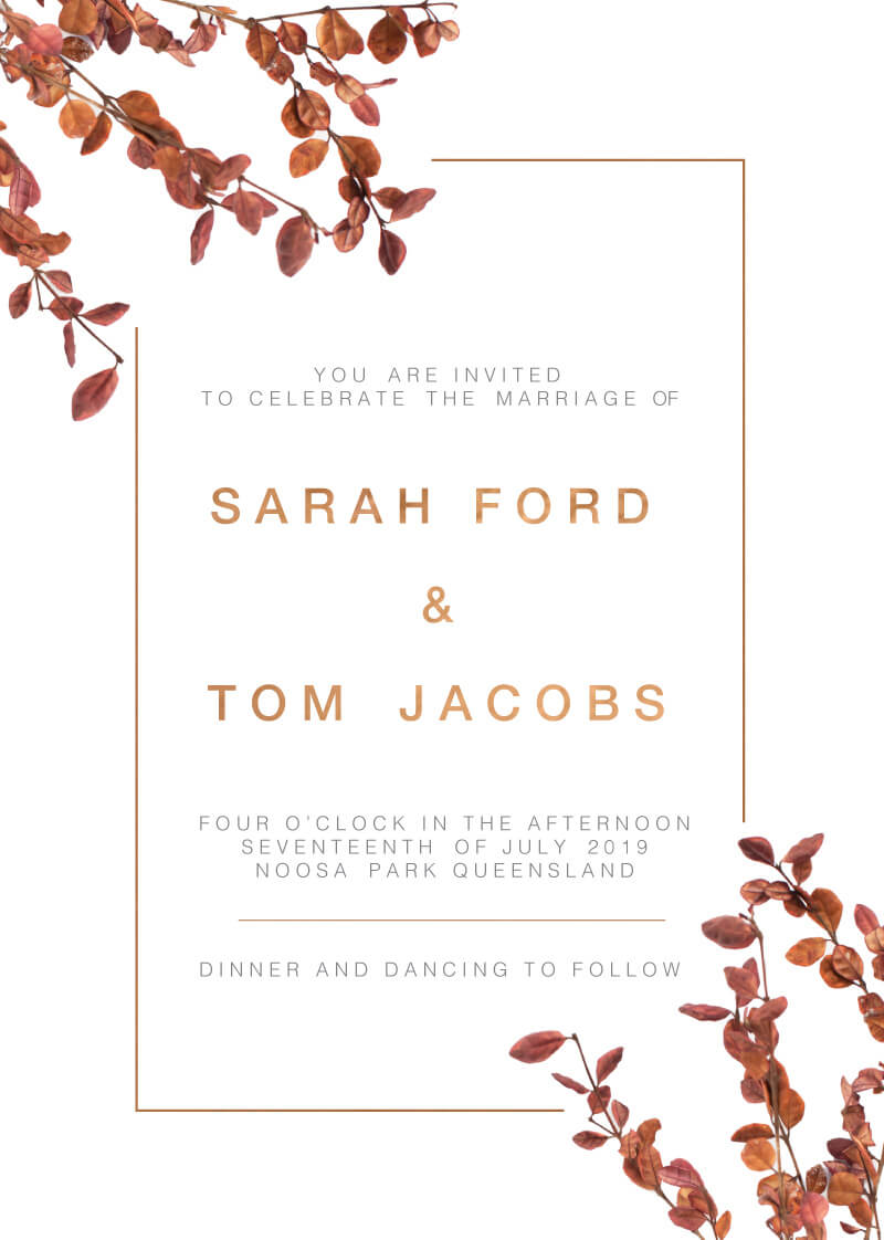 Fall Leaves Wedding Invitations - Flat Foil design preview