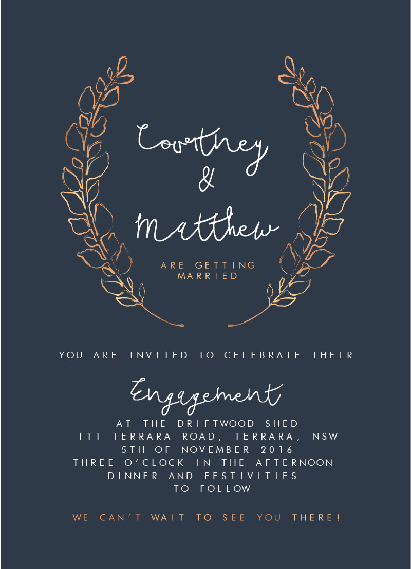 Competition Winner | Metallic | Engagement Invitations