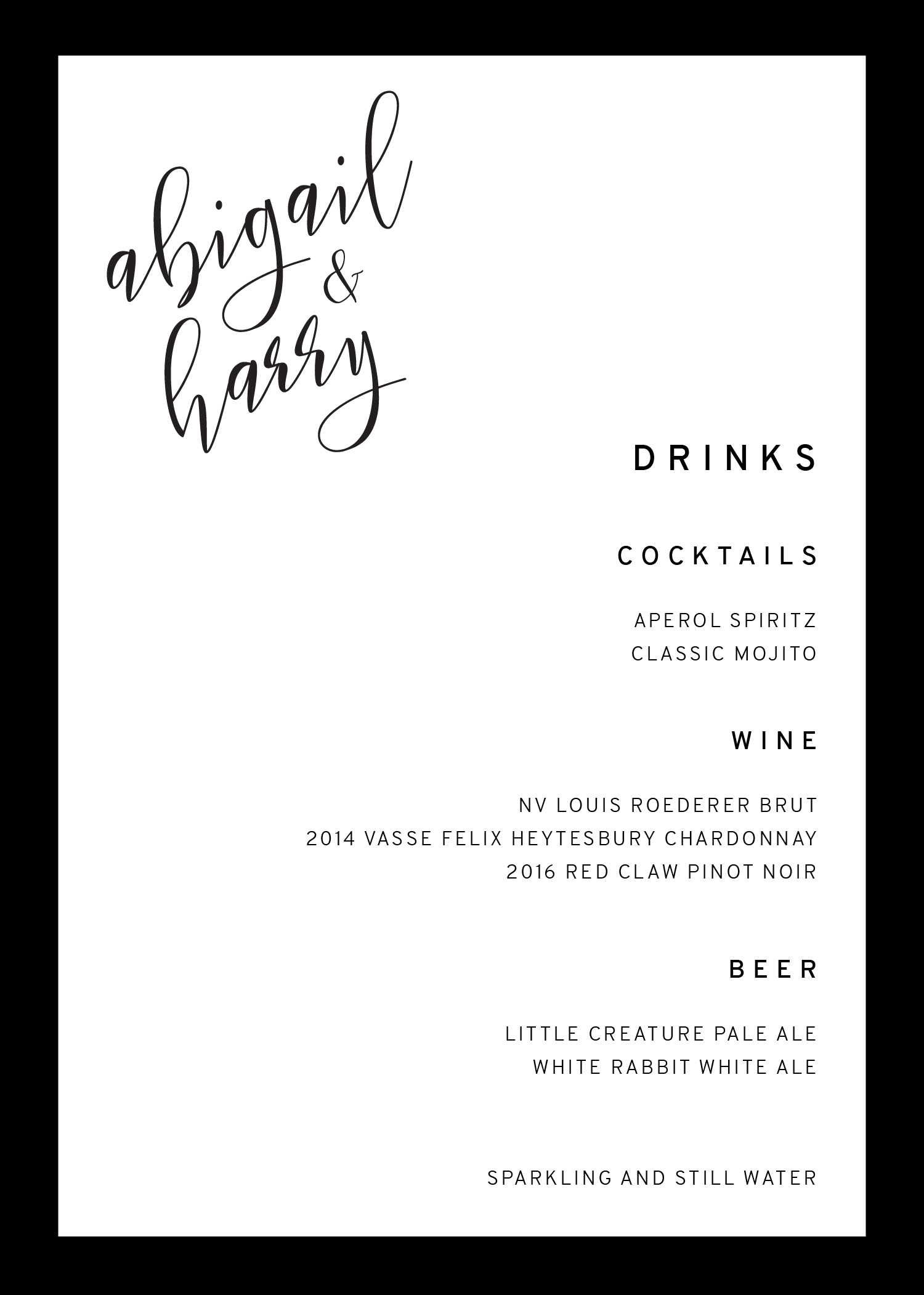 Sleek Border Wedding Menu - Digital Printing design preview