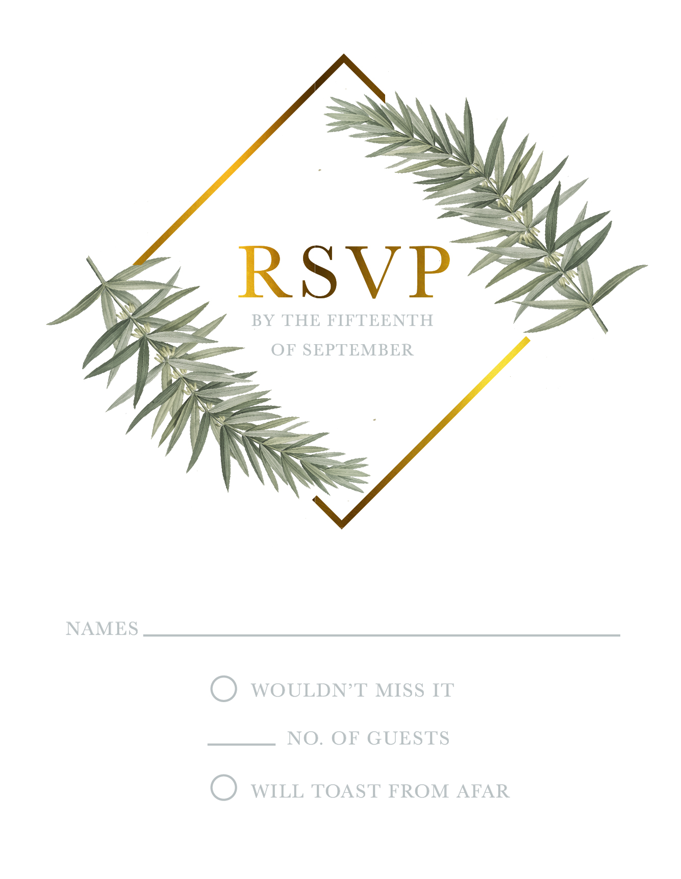 Diamond Branch RSVP Cards - Metallic Prints design preview