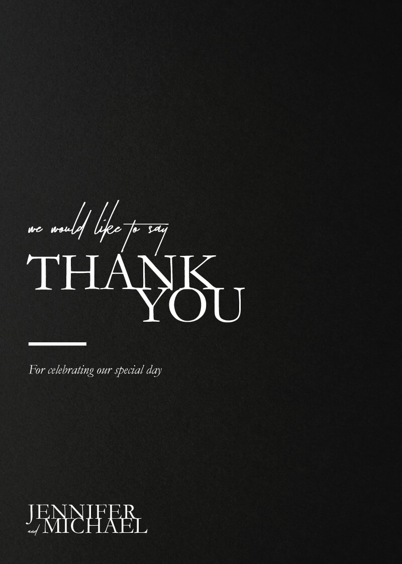 The BWM Wedding Thank You Cards - White Ink design preview