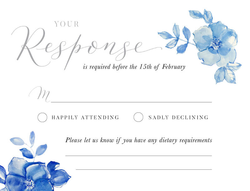 British Floral RSVP Cards - Flat Foil design preview