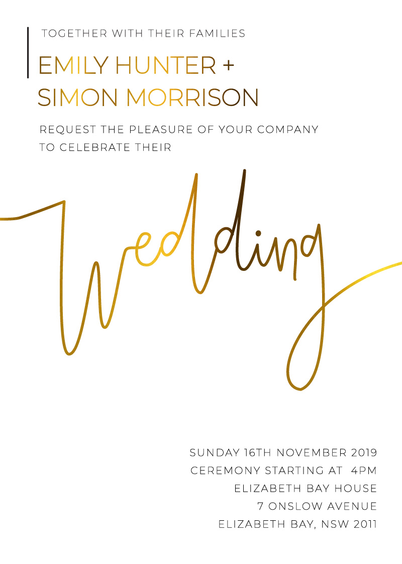 Minimalist Black And White Wedding Invitations - Flat Foil design preview
