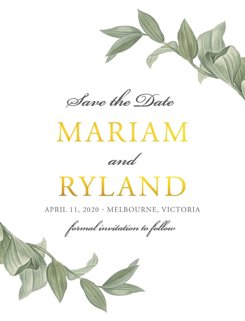 Branch Save The Date - Foil Stamp design preview