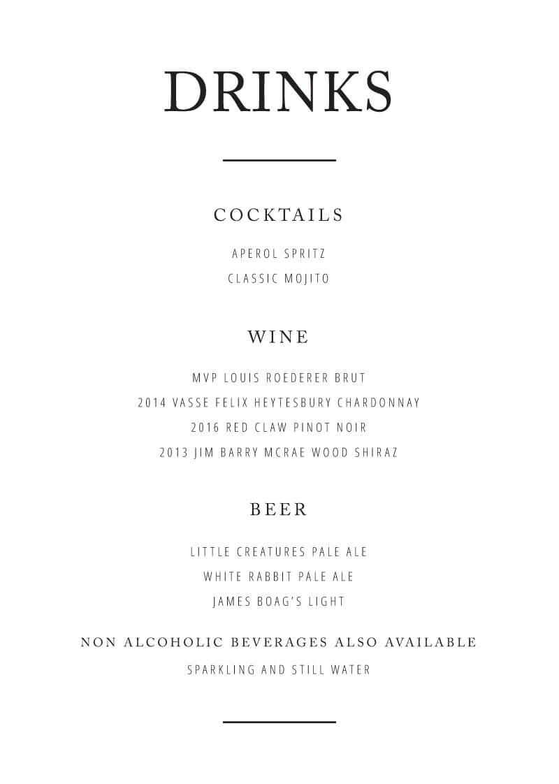 Black And White Digital Printing Wedding Menu
