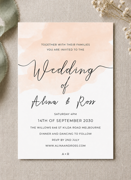 Rosey wedding invitation design from Paperlust.