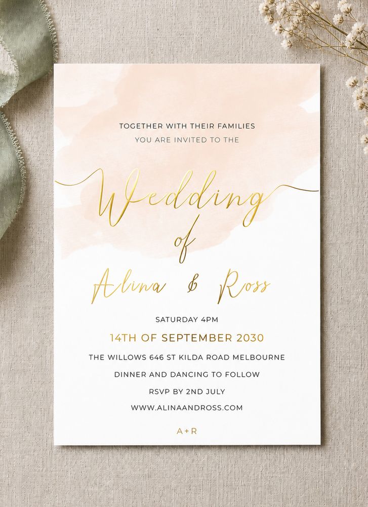 Rosey Wedding Invitations - Flat Foil design preview