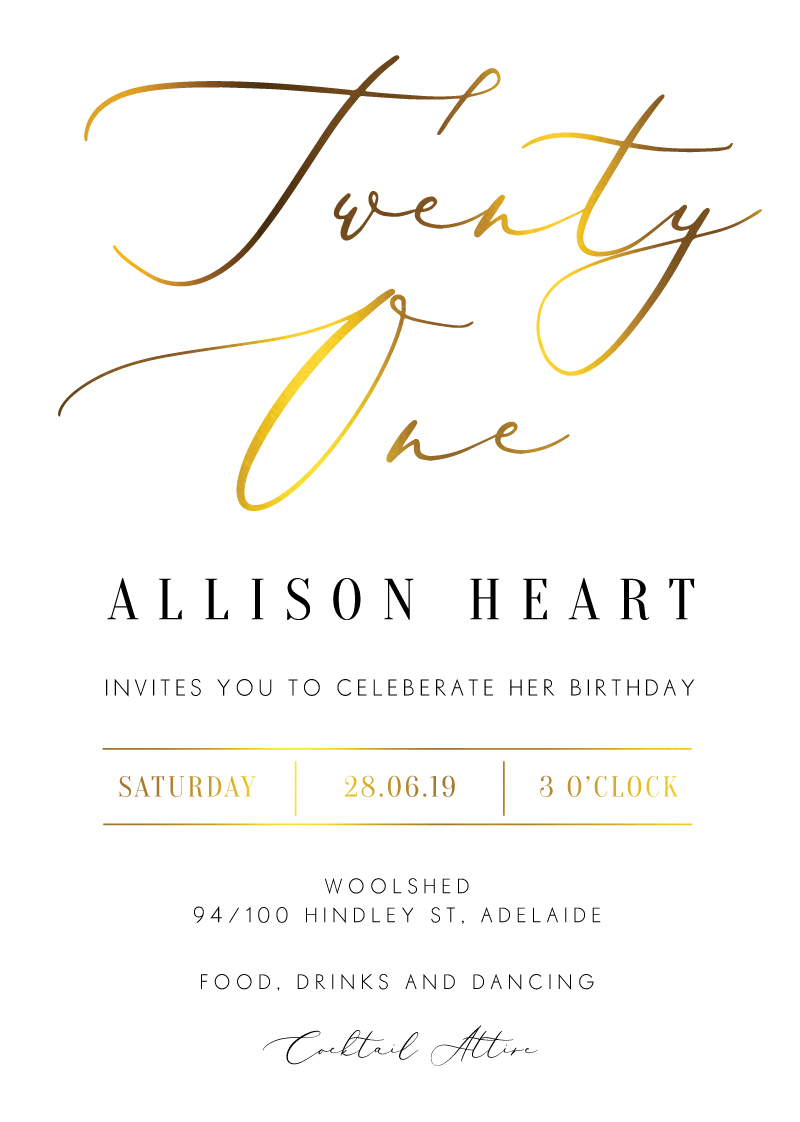 Milieu Birthday Birthday Invitations - Foil Stamp design preview