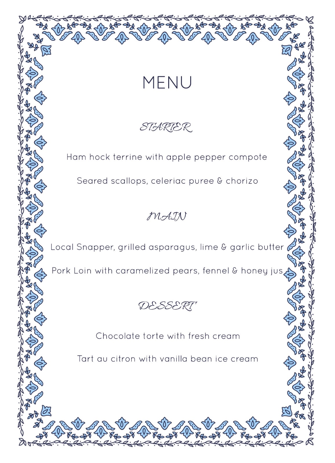 Decorative Lace | Digital Printing | Wedding Menu