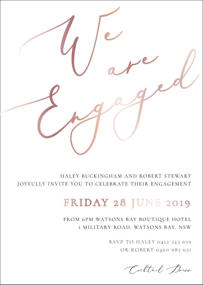 Rose et Gris - Engagement Invitations