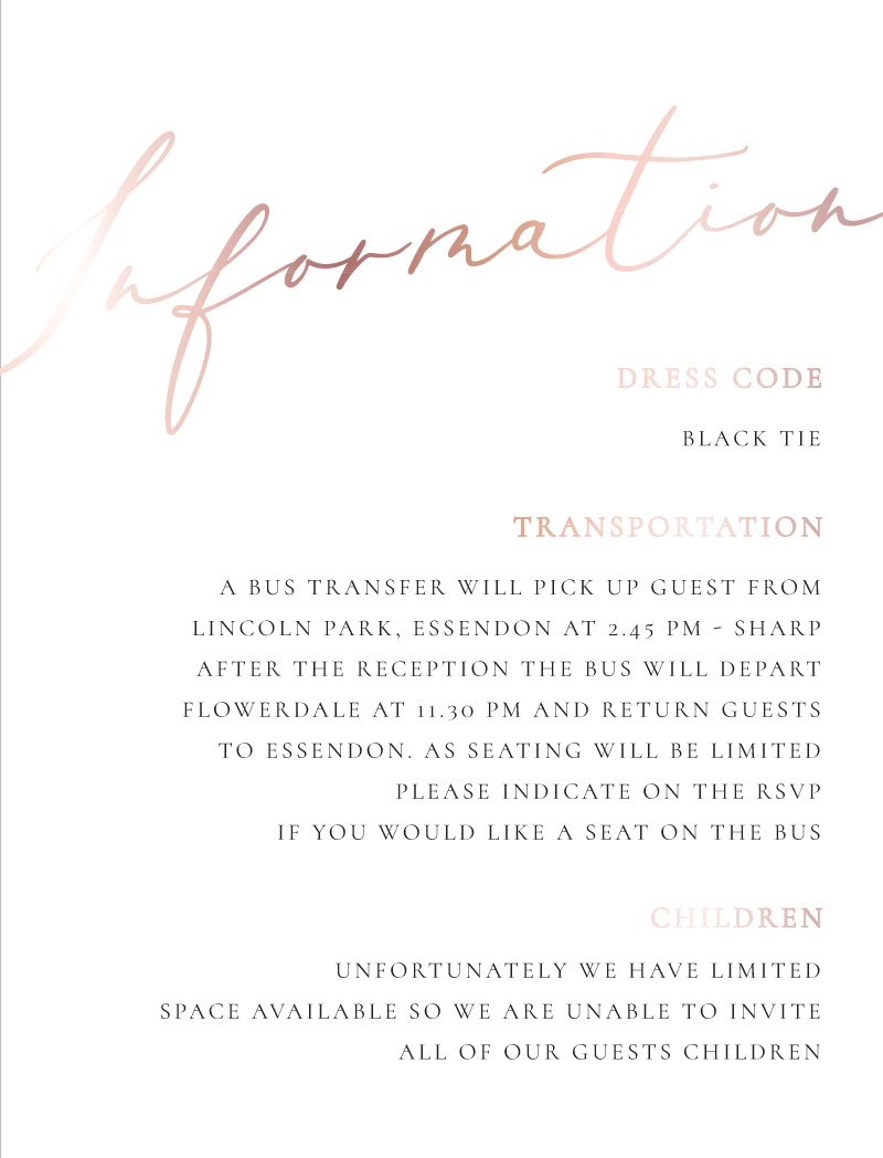 Rose Et Gris Information Cards - Foil Stamp design preview