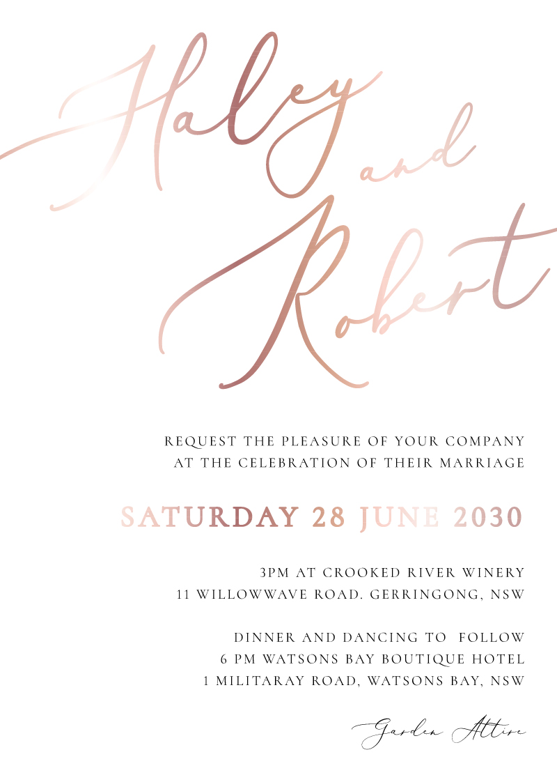 Rose Et Gris Wedding Invitations - Flat Foil design preview