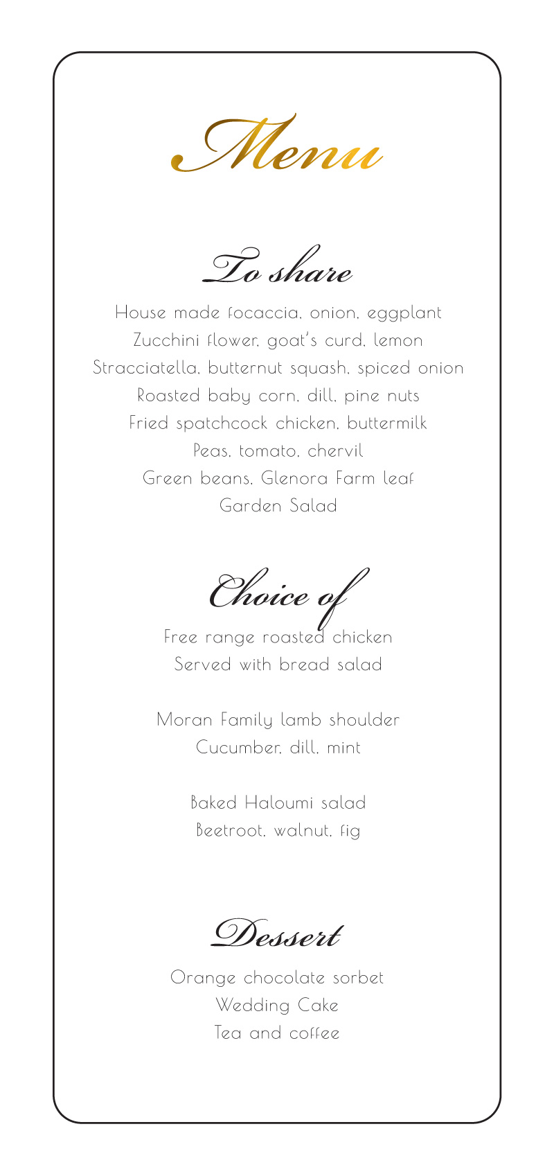 Movie Theatre Wedding Menu - Foil Stamp design preview