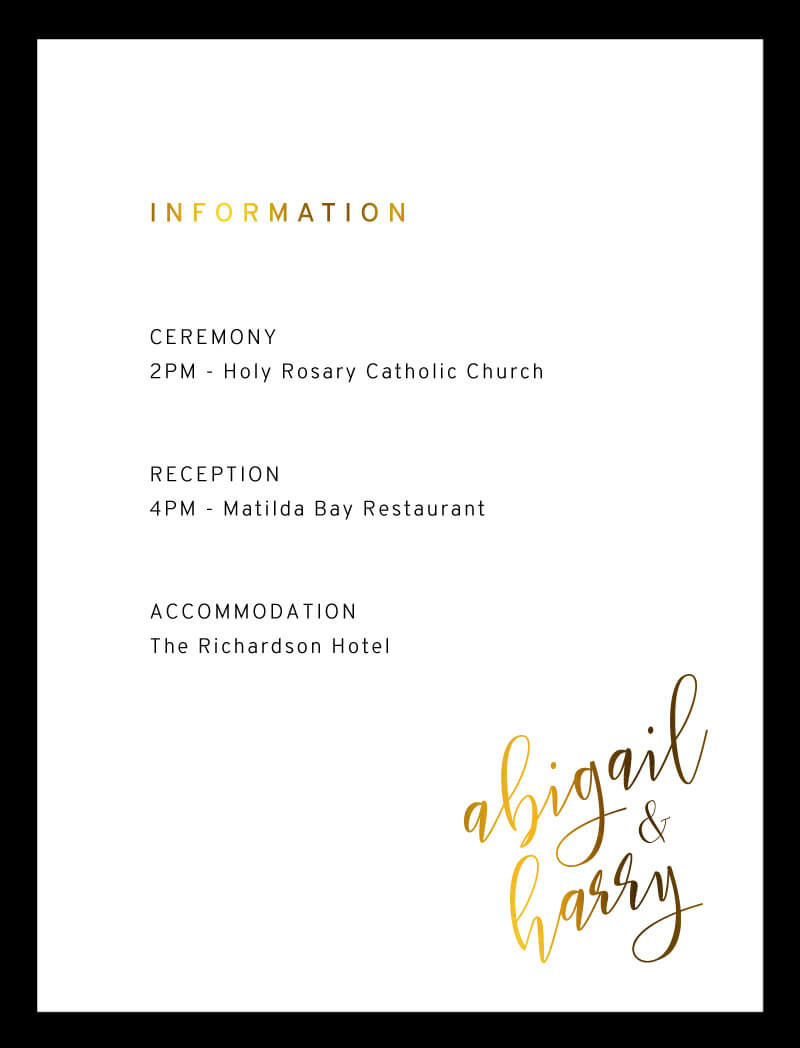 Sleek Border Information Cards - Foil Stamp design preview