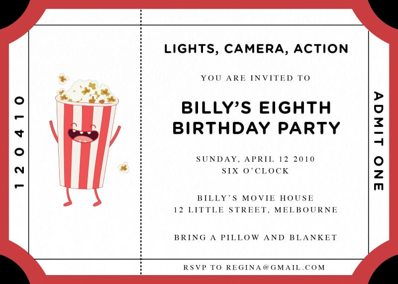 Movie time - Birthday Invitations