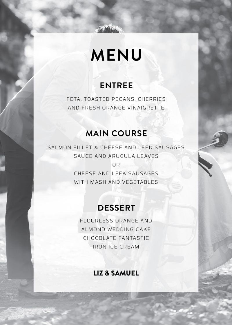 Photocards Wedding Menu - Digital Printing design preview