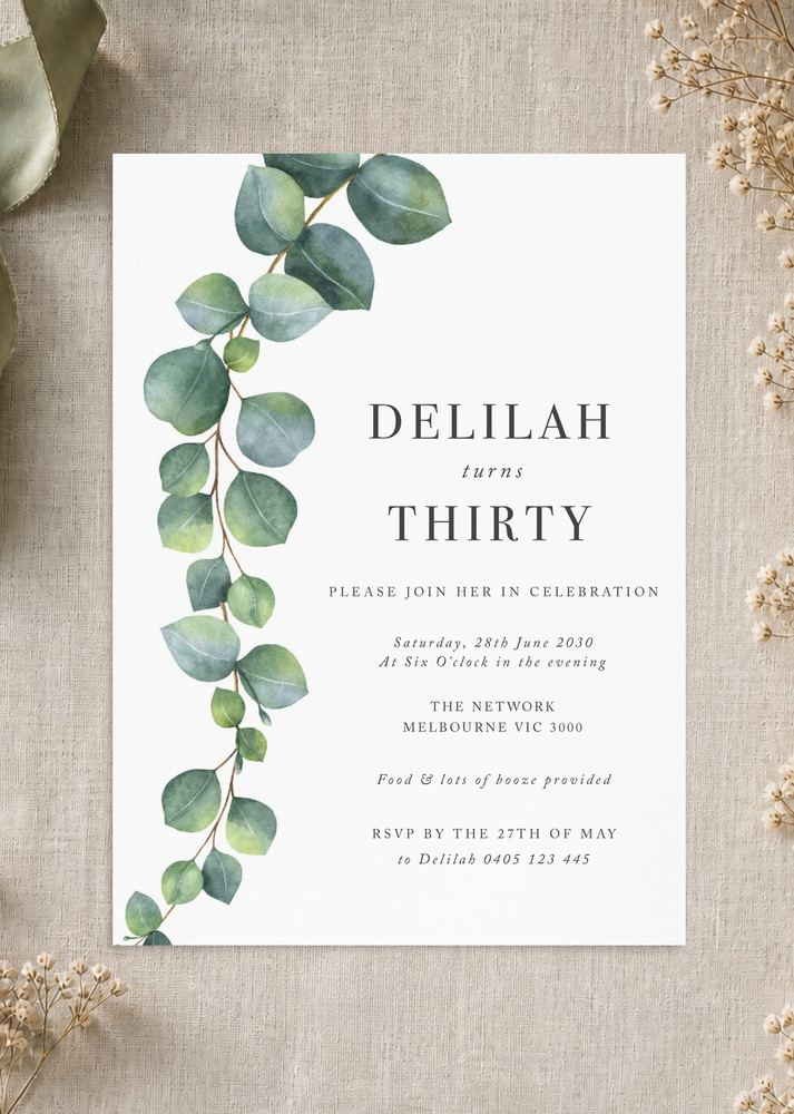 Eucalyptus - Birthday Invitations