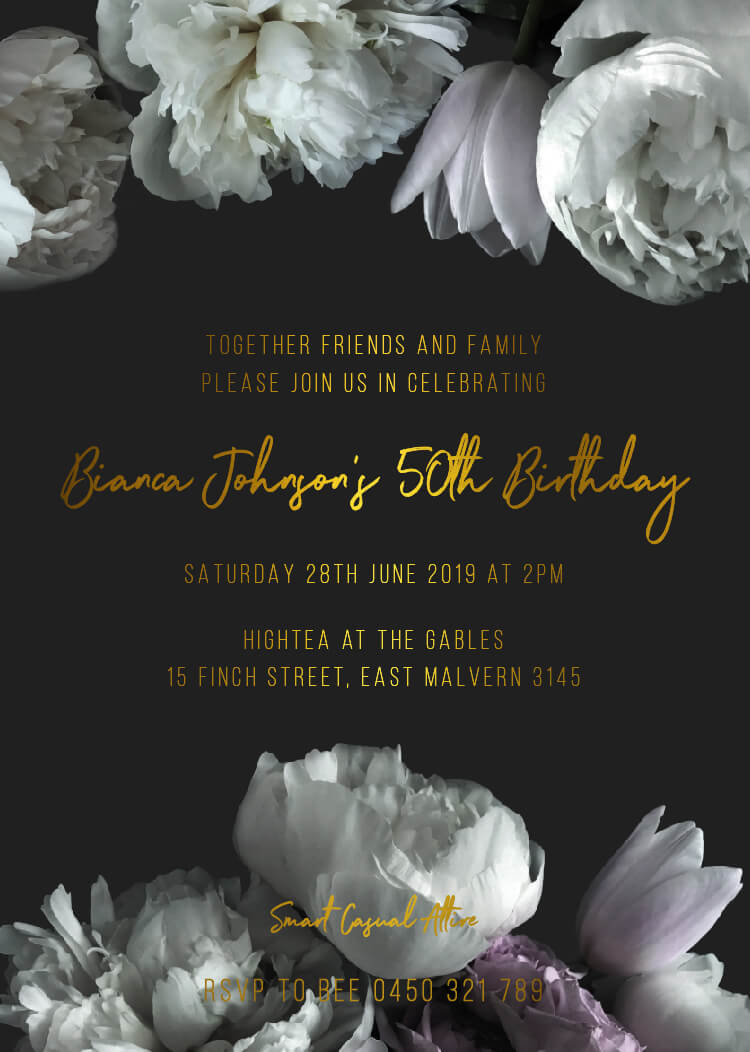 Gardenia - Birthday Invitations