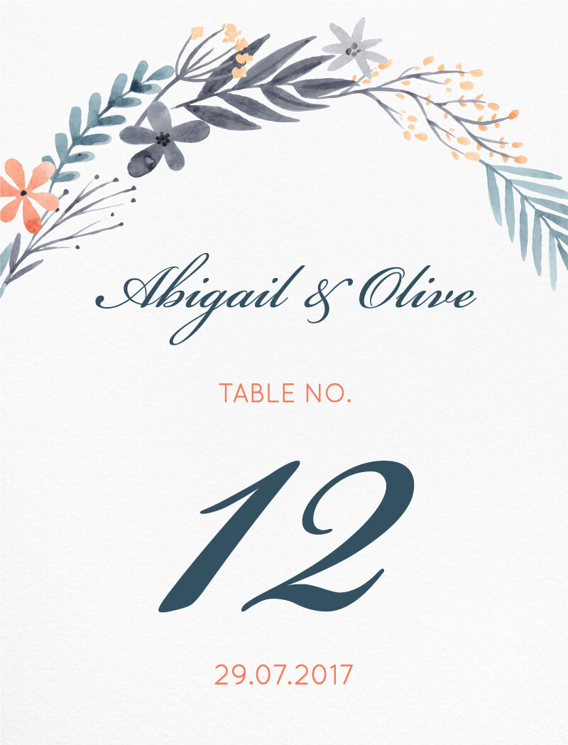Great Dixter Table Numbers - Digital Printing design preview