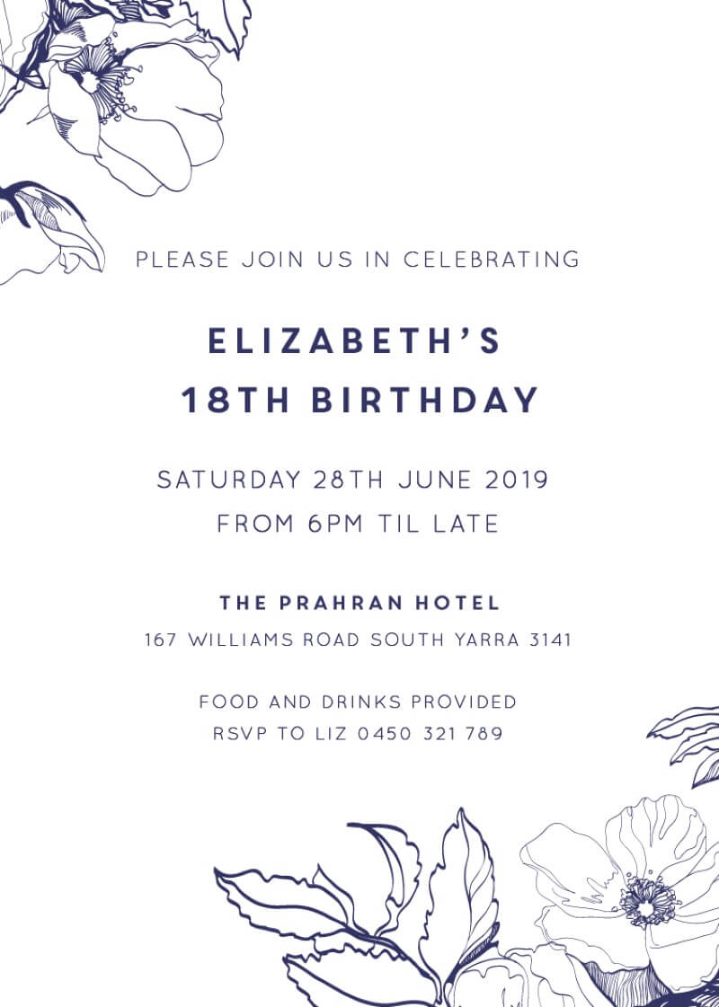 Blue Contour Birthday Birthday Invitations - Digital Printing design preview