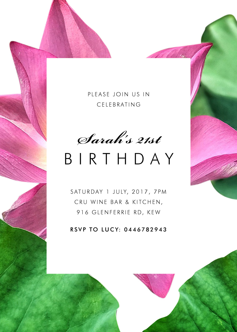 Lotus Be Lovers Birthday Birthday Invitations - Digital Printing design preview