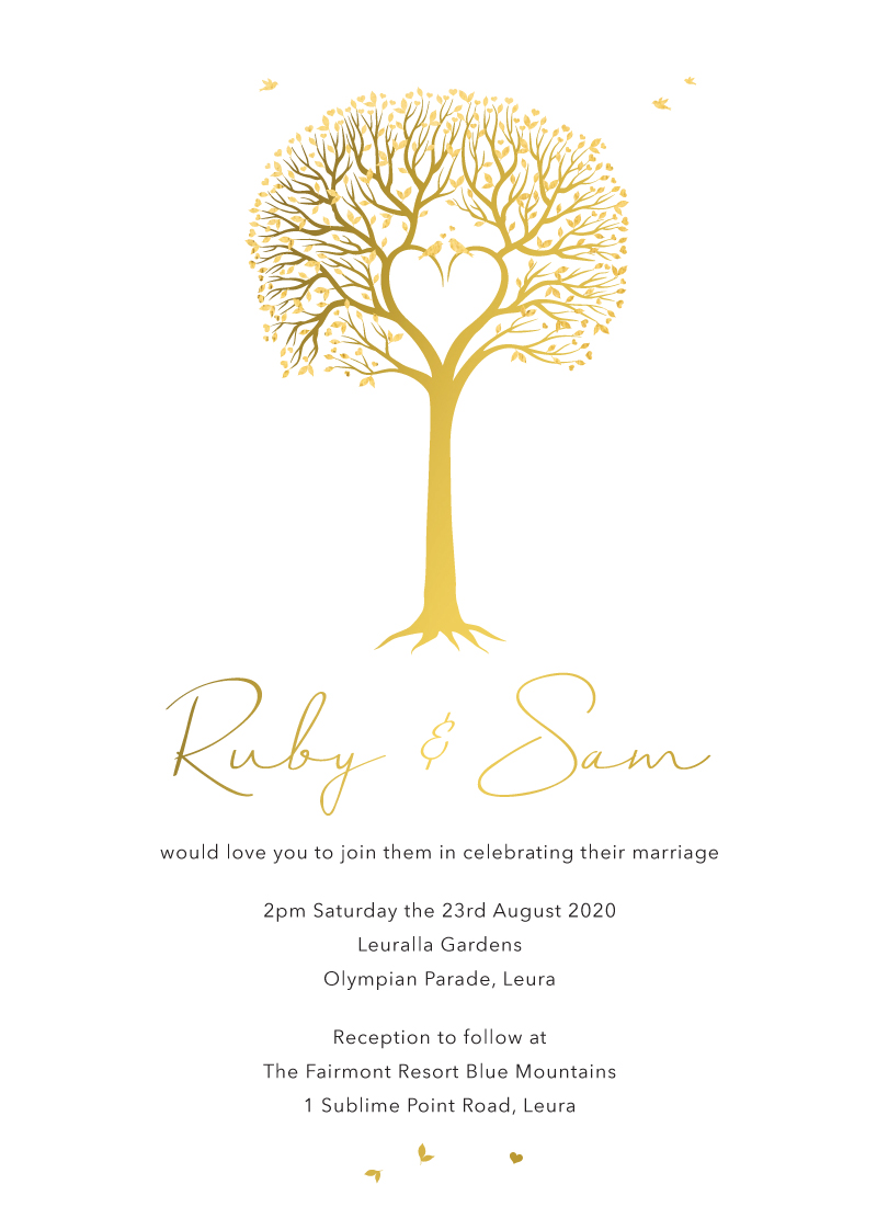 Love Tree Wedding Invitations - Metallic Prints design preview