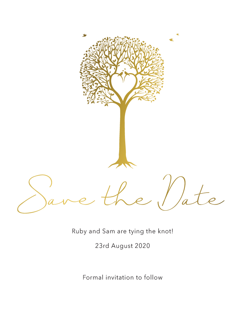 Love Tree Save The Date - Metallic Prints design preview