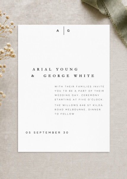 Nouveau wedding invitation design from Paperlust.