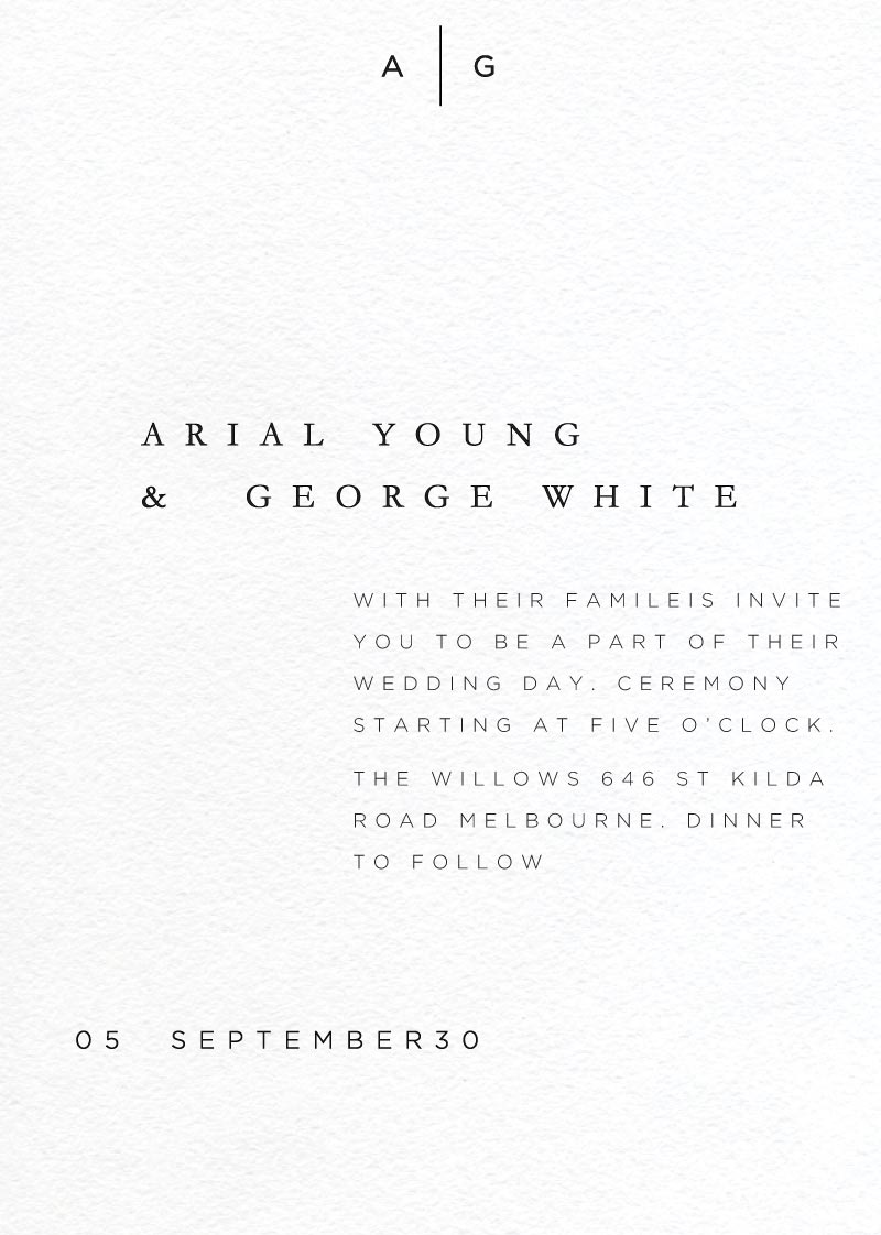 Nouveau wedding invitation design from Paperlust.