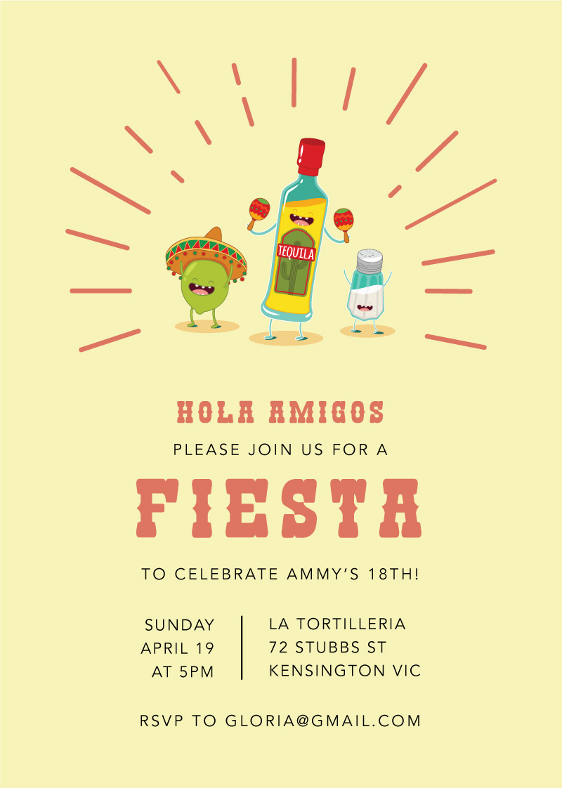 Fiesta Party - Birthday Invitations