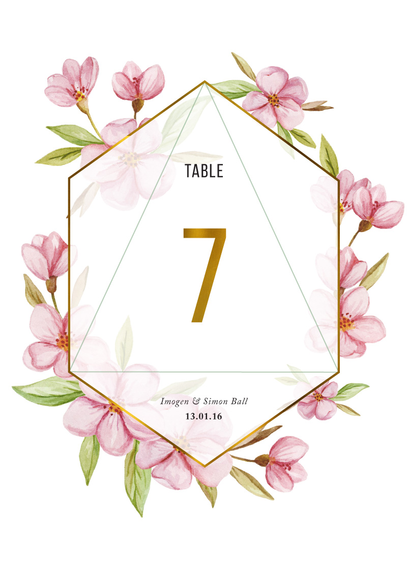 Wreath Table Numbers - Flat Foil design preview